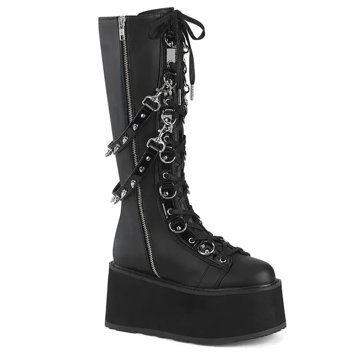 Damned-220 (High Heel Größe 6 – Gr. 36, High Heel Farbe Schwarz Kunstleder)