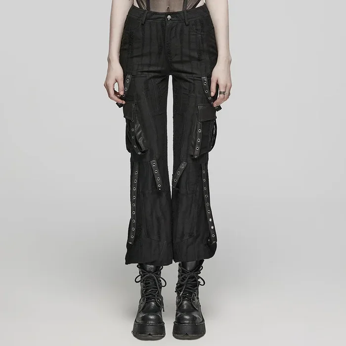 Dark Punk Cargo-Style Trousers mit Multi-Strap Details