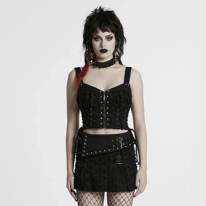 Dark Punk Distressed Cropped Top