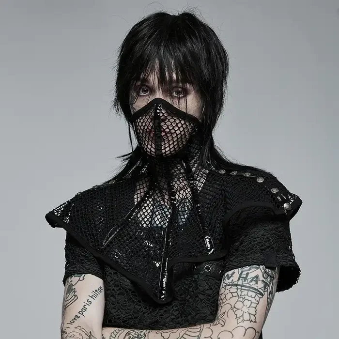 Dark Punk Mesh-Neck Corset mit Gesichtsmaske
