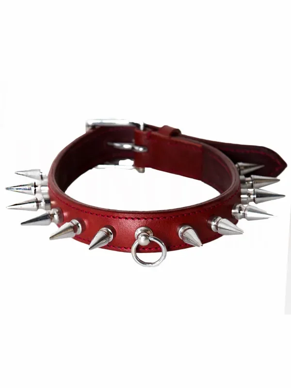 Deluxe Lederhalsband mit Spikes