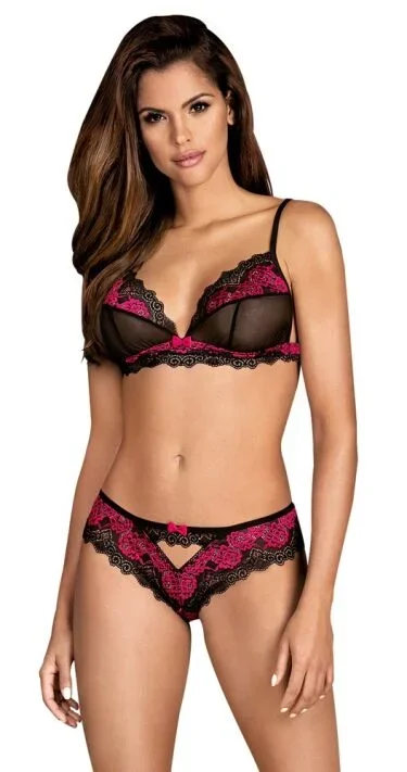 Dessous-Set aus zweifarbiger Spitze