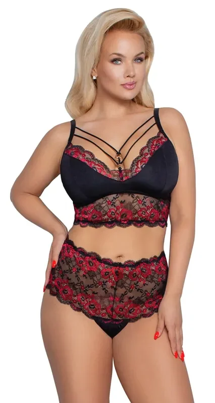 Dessous Set schwarz-rot