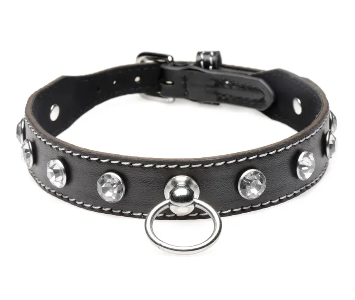 Diamant-Halsband mit O-Ring – Schwarz