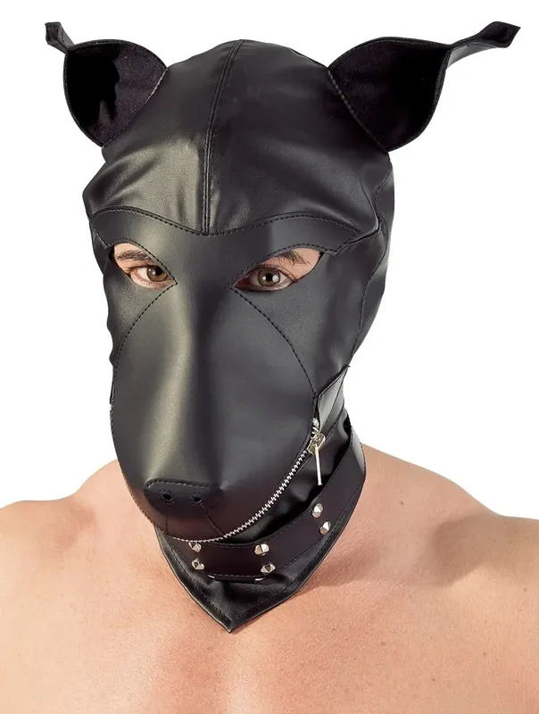 Dog Fetish Kapuze Kunstleder schwarz