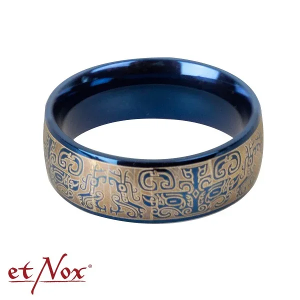 Edelstahlring ‚Blaue Graffiti‘