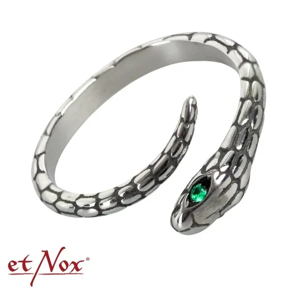 Edelstahlring ‚Schlange‘ mit Zirkonia