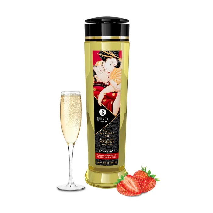 Erotic Massage Oil – Strawberry Sparkling Wine – 8 fl oz / 240 ml