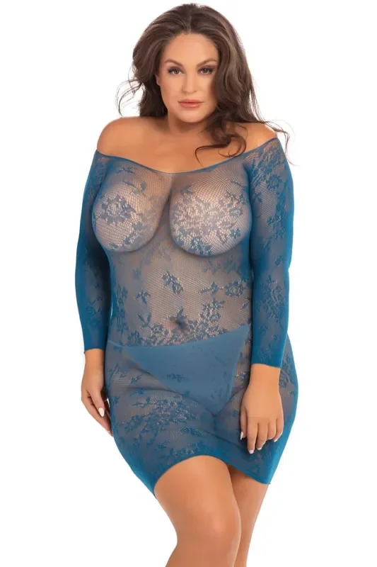 Fantasy Spitzenkleid – Blau – Übergröße