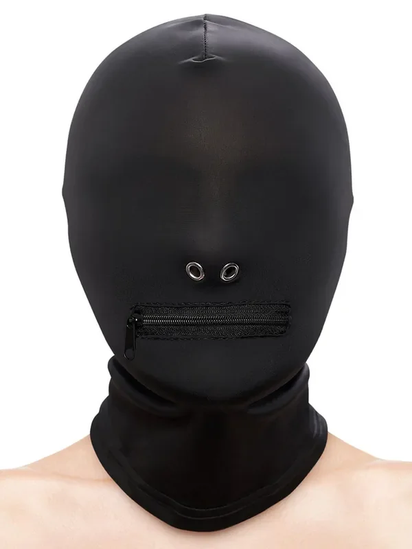Fetish & Fashion Zippered Mouth Hood Kopfmaske, schwarz