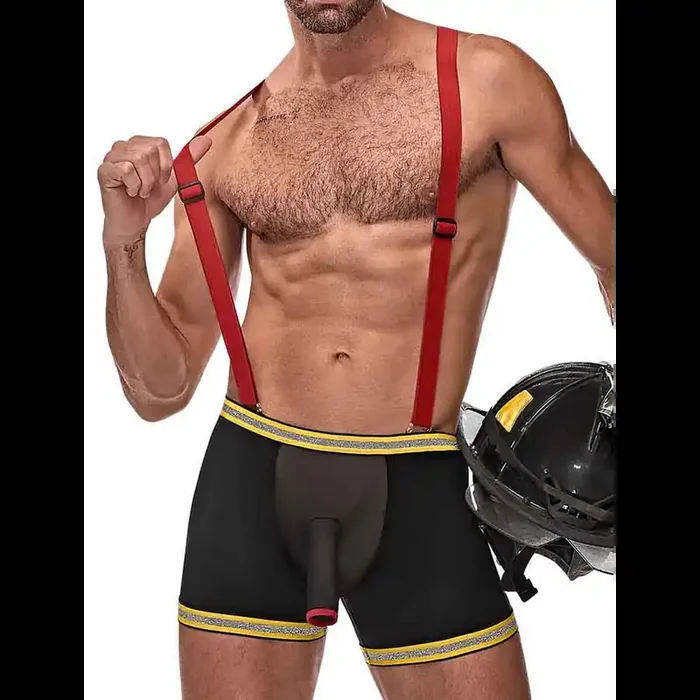 Feuerwehrmann Hosenträger-Shorts – L/XL