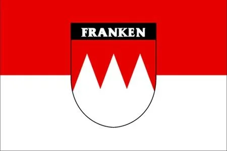 Flagge ‚Franken mit Wappen + Schriftzug‘