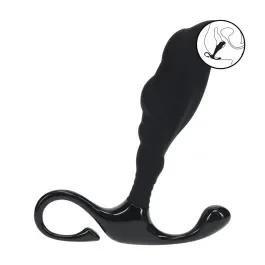 Geriffelte Silikon-Prostatastimulator mit Schlaufe S – Schwarz