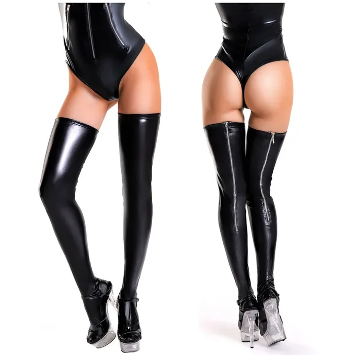 GLOSSY – Wetlook Reißverschluss Strümpfe