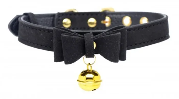 Golden Kitty Halsband mit Katzenglocke – Schwarz/Gold