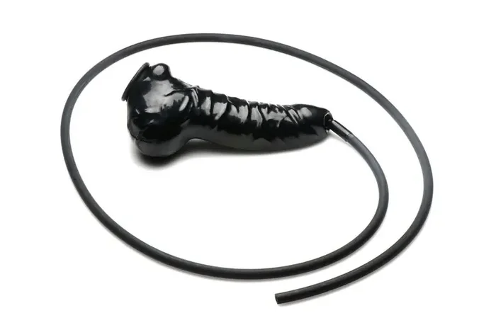 Guzzler Realistische Latex-Penis-Hülle mit Schlauch – Schwarz