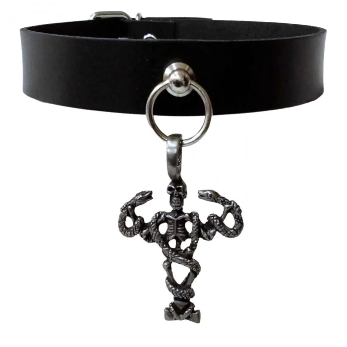 Halsband Choker Schlangen & Totenkopf Skelett
