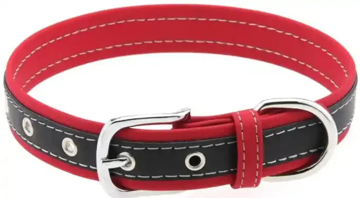 Halsband Zweifarbig Kunstleder Contrasted Rot