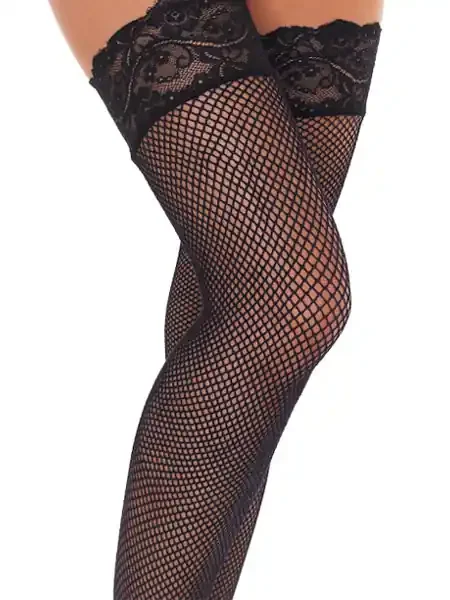 Halterlose Netzstrümpfe, schwarz