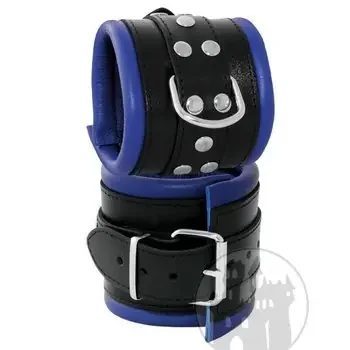 Handfessel breit blau mit massiven D-Ringen