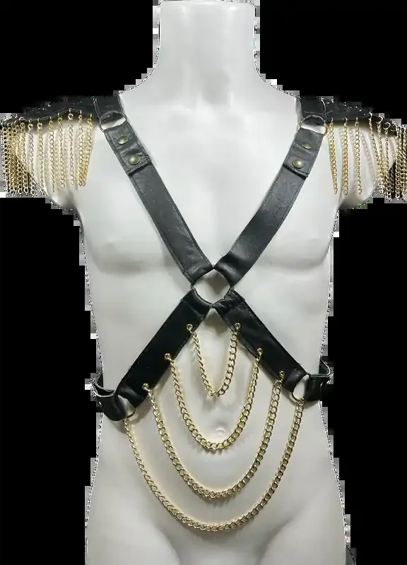 Handmade Herren Harness aus feinstem Leder und Ketten