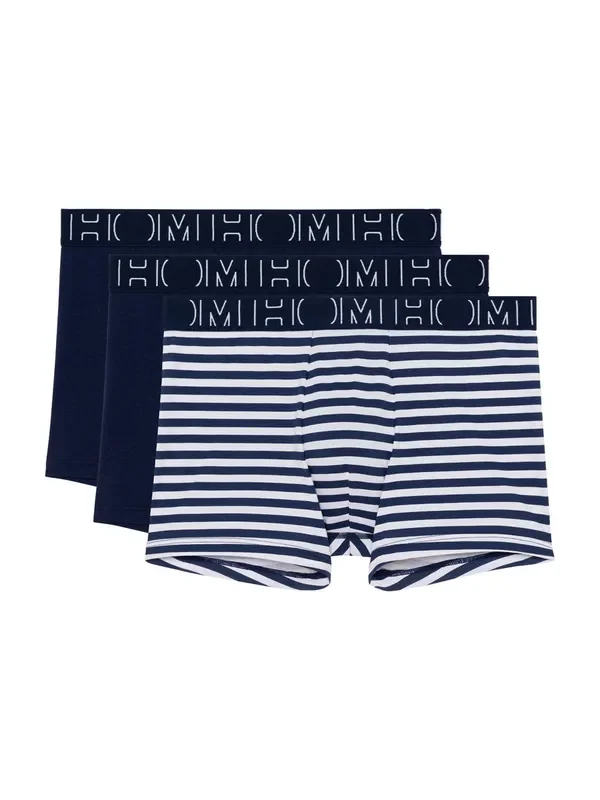 HOM Christofer Long Boxer Brief 3er-Pack, blau/weiß