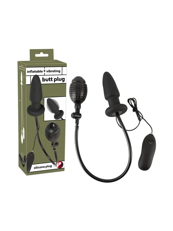 Inflatable + Vibrating Butt Plug Vibro-Pump-Analplug, schwarz