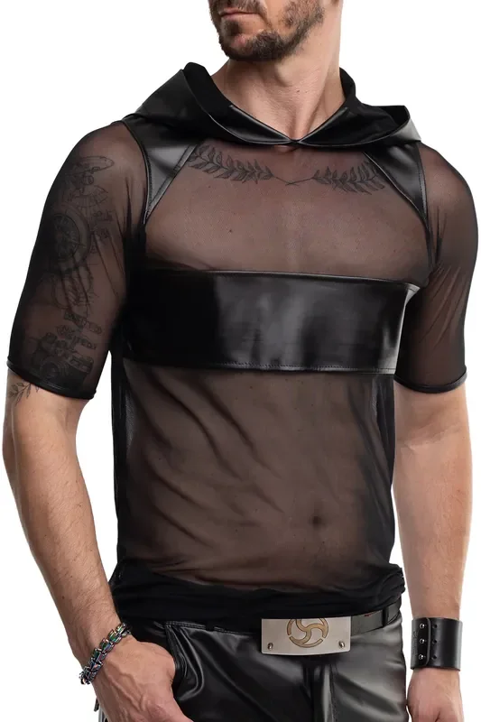 Kapuzen Shirt aus Netz Material
