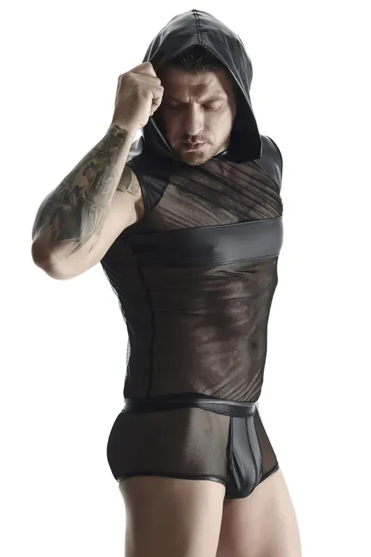 Kapuzen-Shirt aus Tüll und Wetlook
