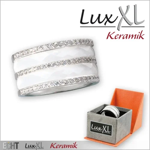 Keramikring 3-fach weiß-silbern mit Zirkonia