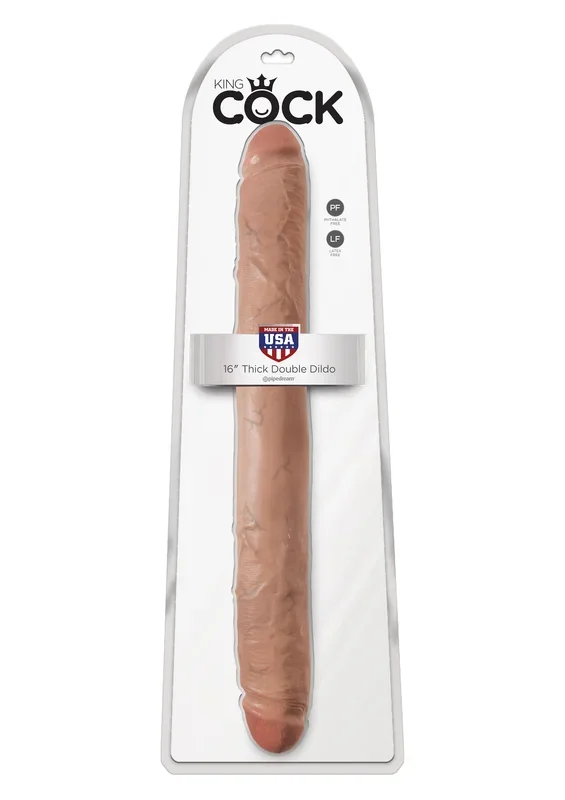 King Cock 16″ Thick Double Dildo tan