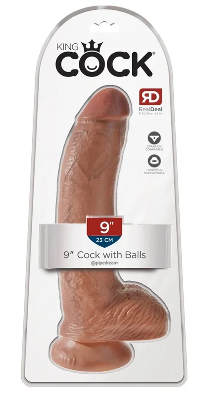 King Cock Cock 9″ with balls Tan