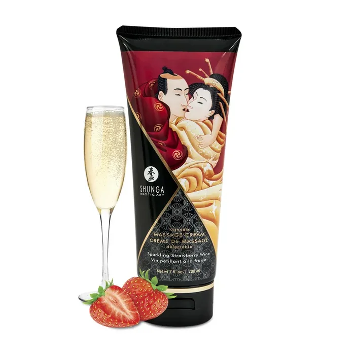 Kissable Massage Cream – Sparkling Strawberry Wine – 7 floz / 200 ml