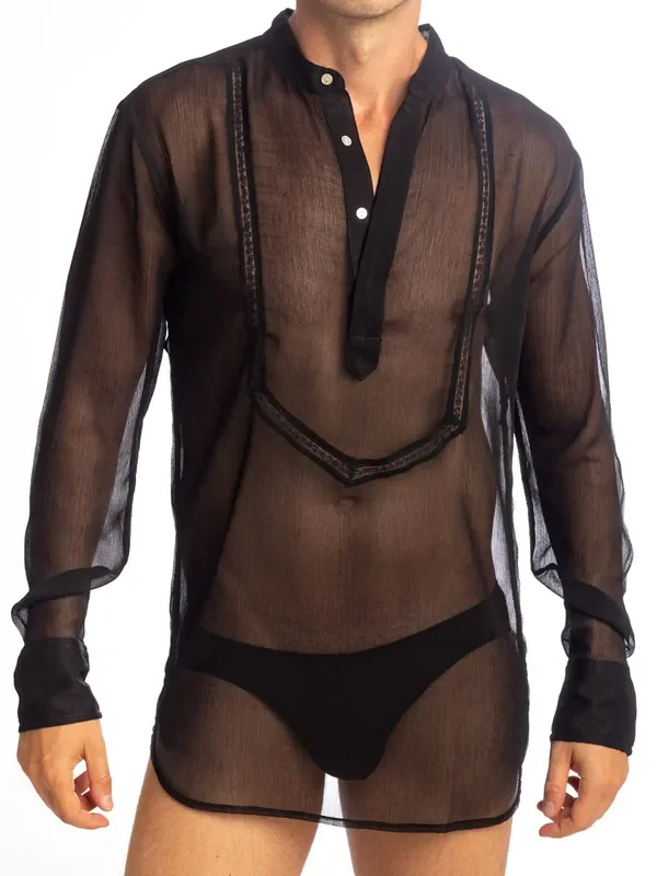 L‘Homme Chantilly Loungeshirt, schwarz
