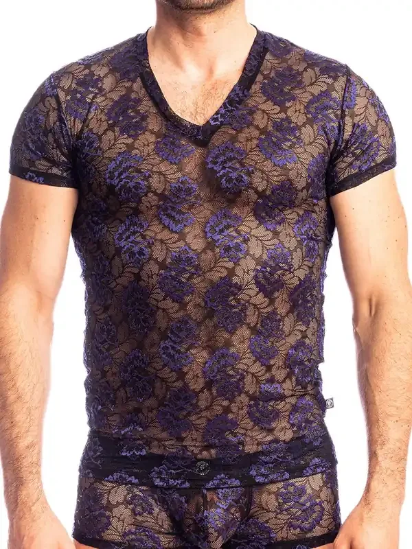 L‘Homme Iris de Nuit V-Neck-Shirt, iris
