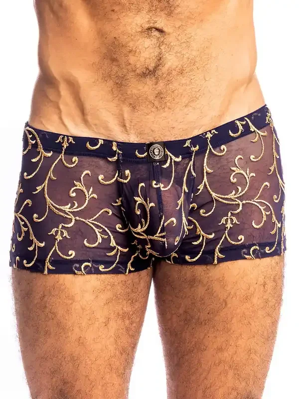 L‘Homme Nuit Baroque Push-Up Shorty, blau/gold