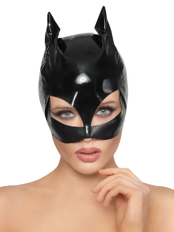 Lack-Katzenmaske, schwarz