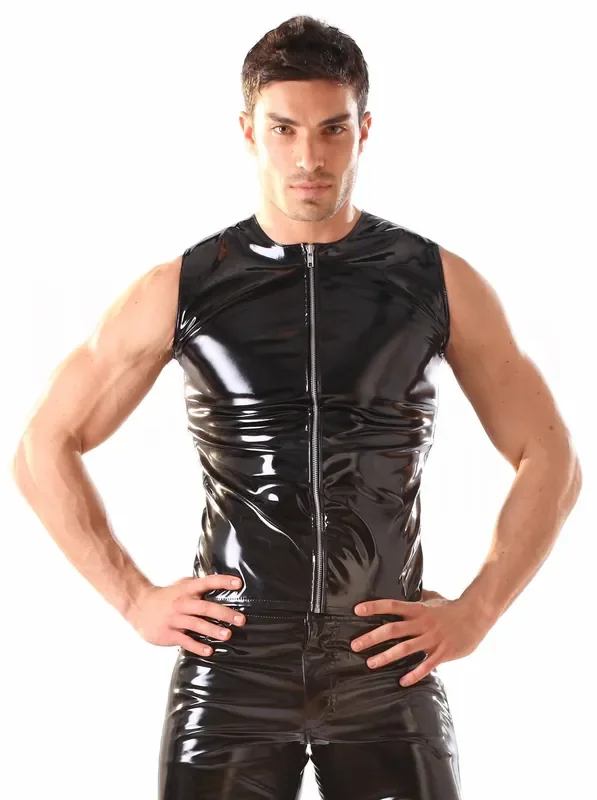 Lackmuscleshirt mit Reißverschluss