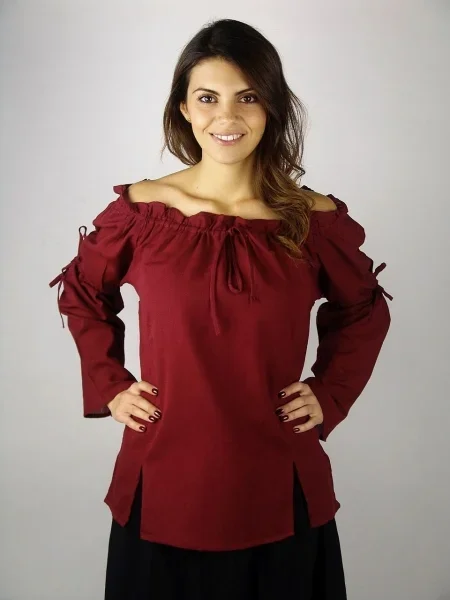 Langärmlige Mittelalter-Damenbluse