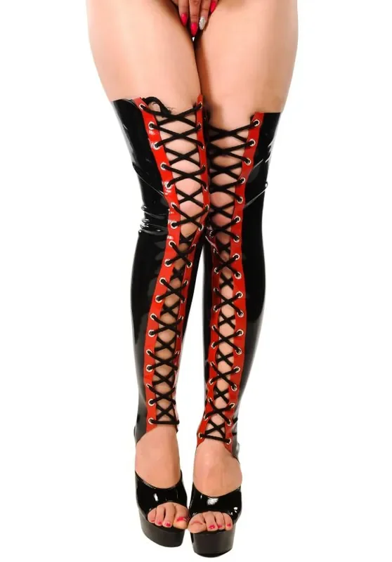 Latex Beinstulpen mit Schnürung