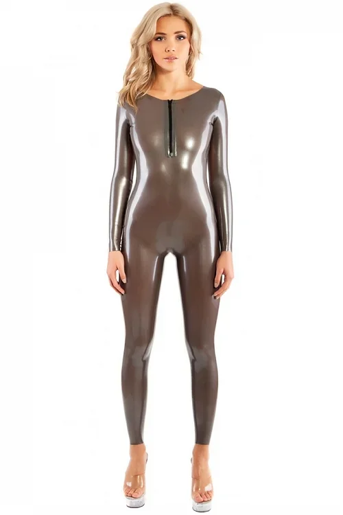 Latex-Catsuit mit freiem Rücken und langen Ärmeln