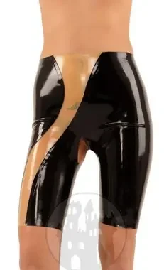 Latex Shorts mit Kontraststreifen – ouvert