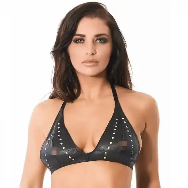 Leder BH mit Klick-Verschluss und Nieten