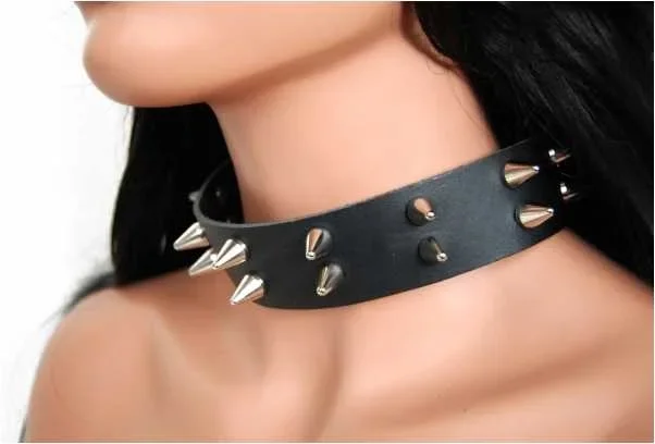 Leder Choker mit zwei Reihen 1,5cm Conenieten