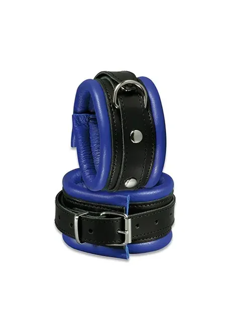 Leder-Fußfessel blau/schwarz