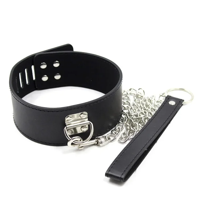 Leder Halsband verschließbar mit Leine (Farbe: Rot)