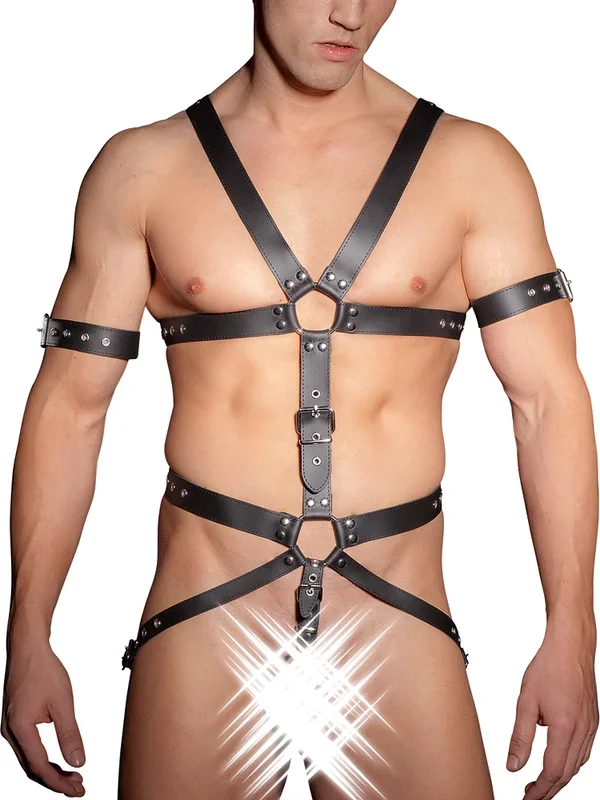 Leder-Jock-Riemenbody, schwarz