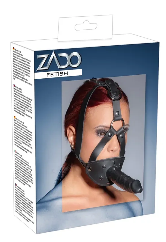 Leder Kopfgeschirr mit Dildo
