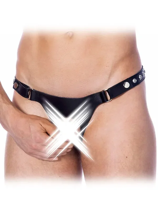 Leder-Ouvert-Riemenstring, schwarz