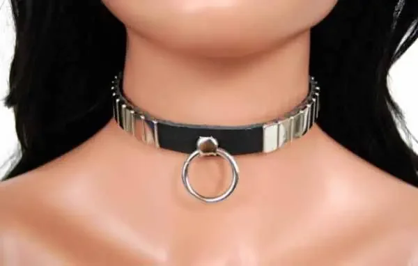Lederhalsband mit O-Ring und Plattennieten